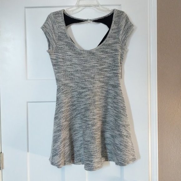 [M] Grey Knit A-Line Cap Sleeve Mini Dress - Picture 1 of 6